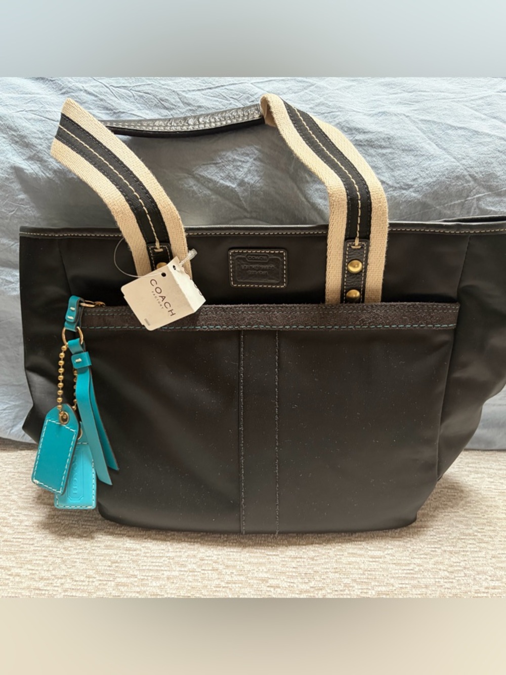 Coach Hampton Black Satin Tote NWT - Picture 2 of 12